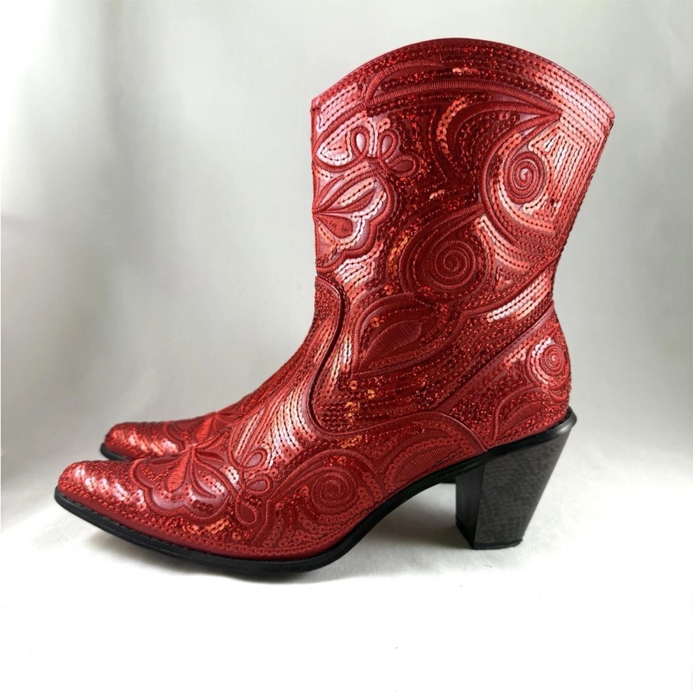 Helen's Heart Cowgirl Boots Red Sequin Western Style Designer Bling Size 11